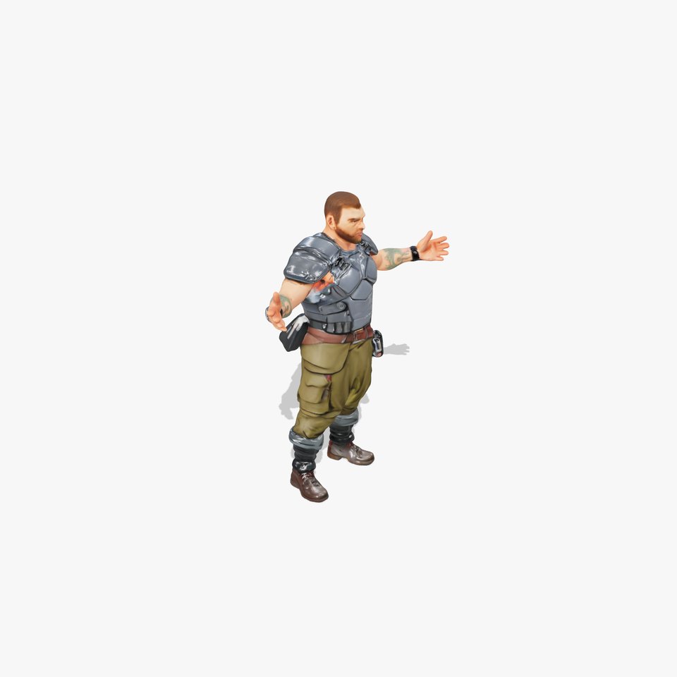 Armored Military Commando Rigged and Animated D Model